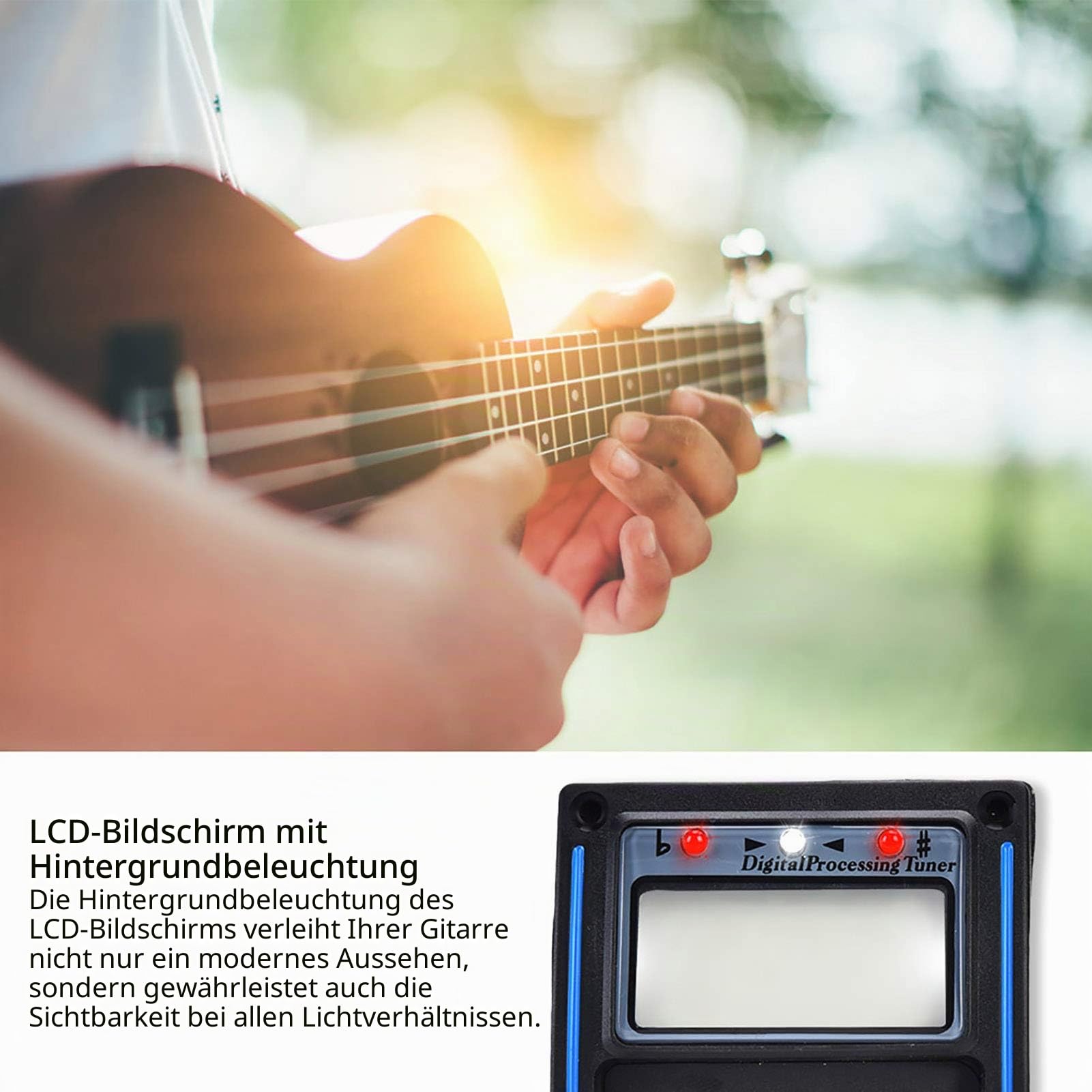 Piezo Tonabnehmer, Akustikgitarre Vorverstärker with Eingebautem Tuner Und 10 Cent Genauigkeit for Bühnenperformance with Hintergrundbeleuchtetem LCD Display for Alle