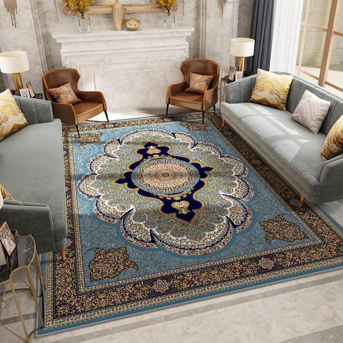 ラグ カーペット250×250cm ペルシャ絨毯 柄 ウィルトン織り トルコ