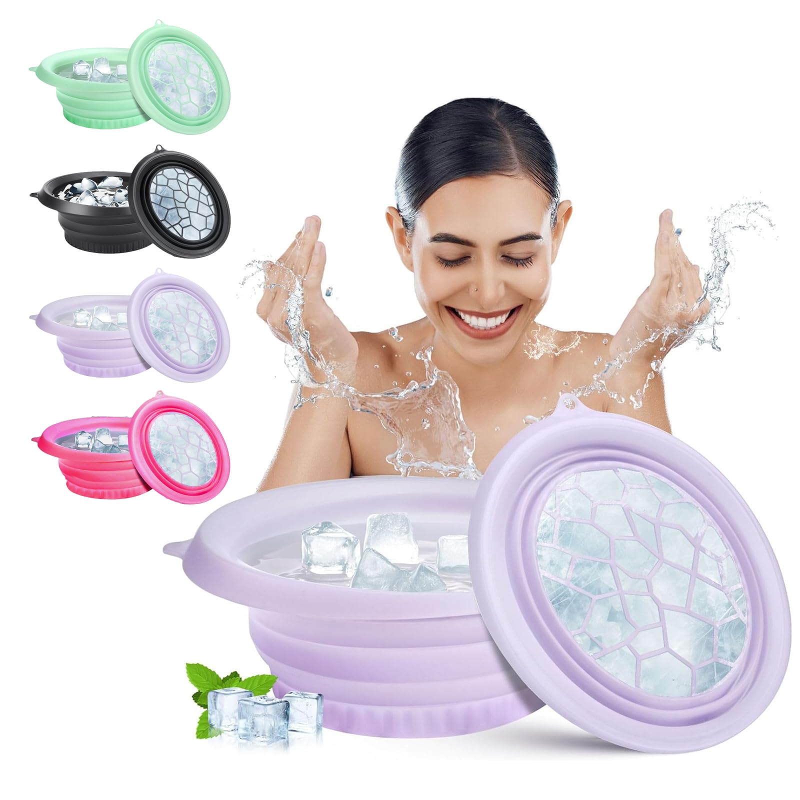 nnOuOnn Silicone Ice Face Bowl, Foldable Facebowl with Built-in Icetray, Quick Cooling for Puffiness Relief Soothe Skin