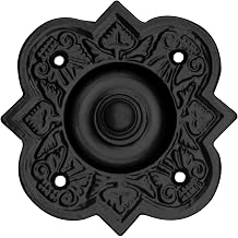 Black Powder Coat Bell Push Button - Vintage Doorbell Switch for Classic Entryways, Easy DIY Installation, Durable Solid Iron Design for Timeless Charm - Perfect for Heritage Homes