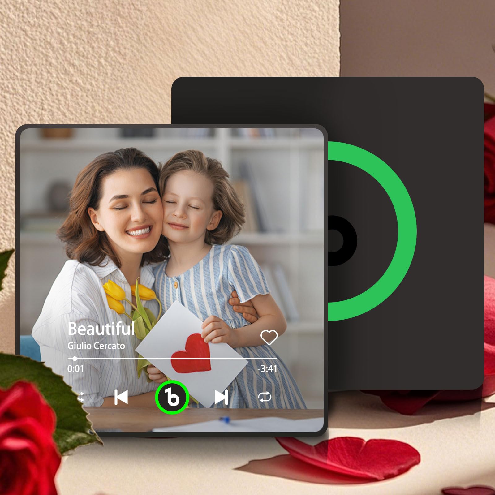 Auraweave Style 3 Custom Music Fridge Magnet, Personalised Spotify Plaque With Magnetic Photos, Personalised Gift For Valentine's Day, Christmas And Birthdays, Gift Idea For Couples And Friends (Style 3)