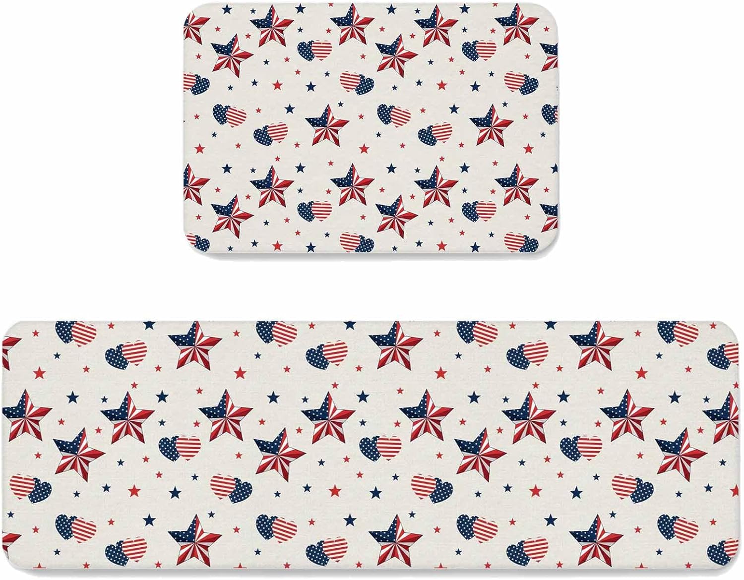 Prime Leader Summer Beach Kitchen Mat Set 2 Pieces Dark Blue Boho Coastal Nautical Ocean Wave Non Slip Kitchen Rugs Washable Runner Rug Mats for Sink Laundry (19.7" x 31.5"+19.7" x 47.2")