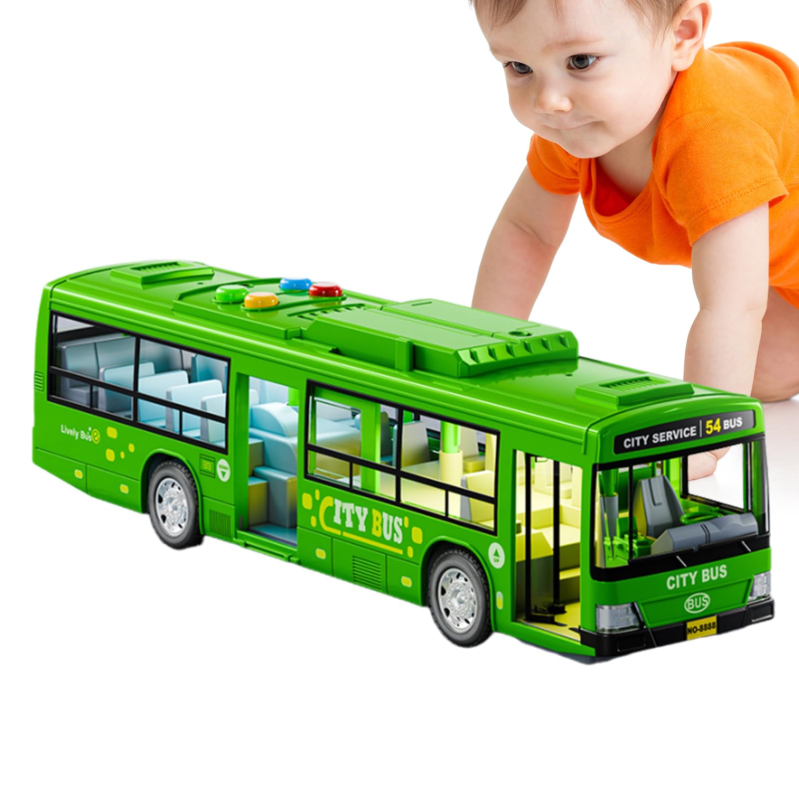 City Bus Toy for Boys - Large Electric Bus Toy | Educational Play Coacch Toyy for Kids Features Lights Realistic Engine Sounds Openable Doors & Engaging Boys and Girls