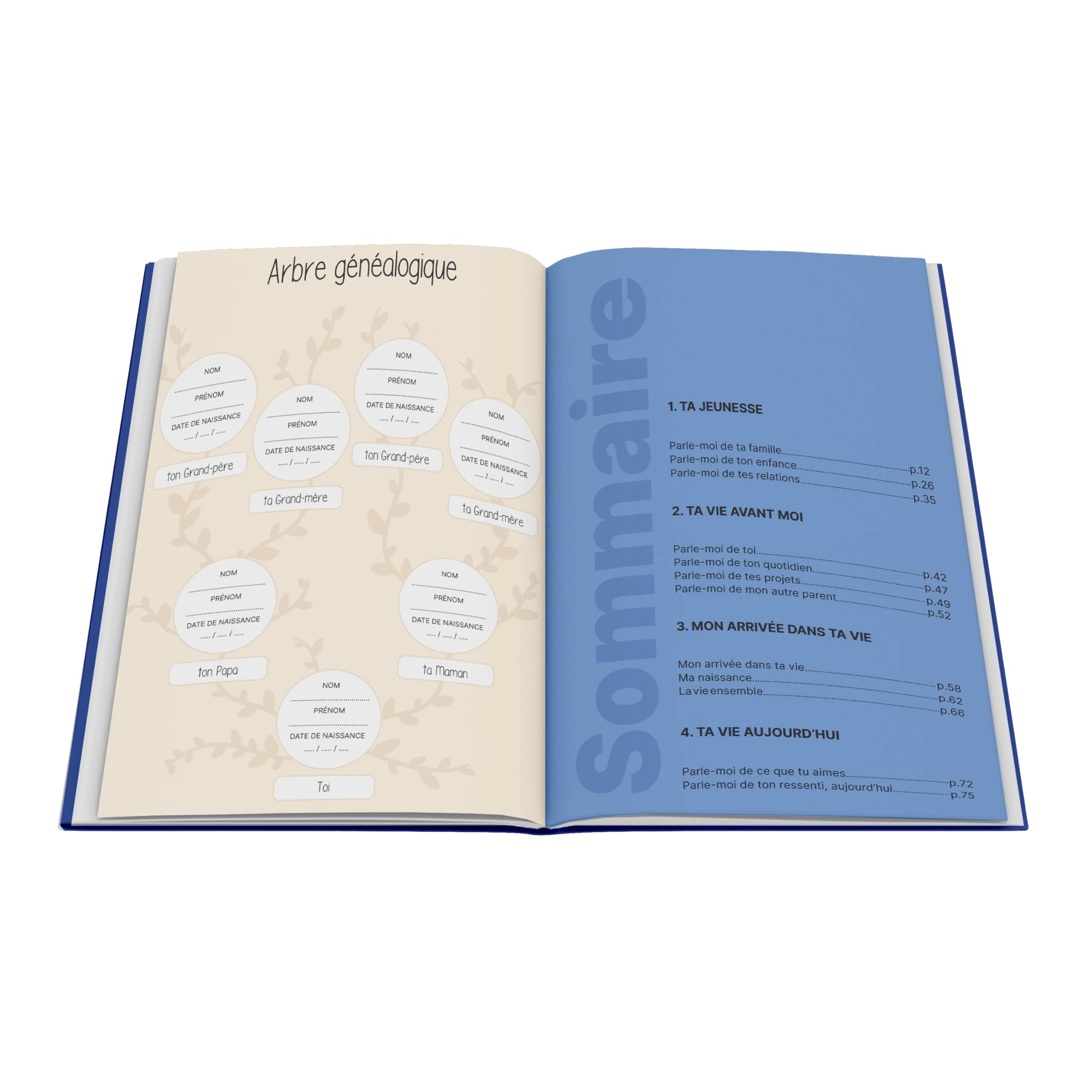 Papa, dis-moi tout, Livre de Mémoire avec Plus de 100 Questions, Couverture Cartonnée Soft Touch, 64 Pages, Format 21 x 29,7 cm, Fabrication Française