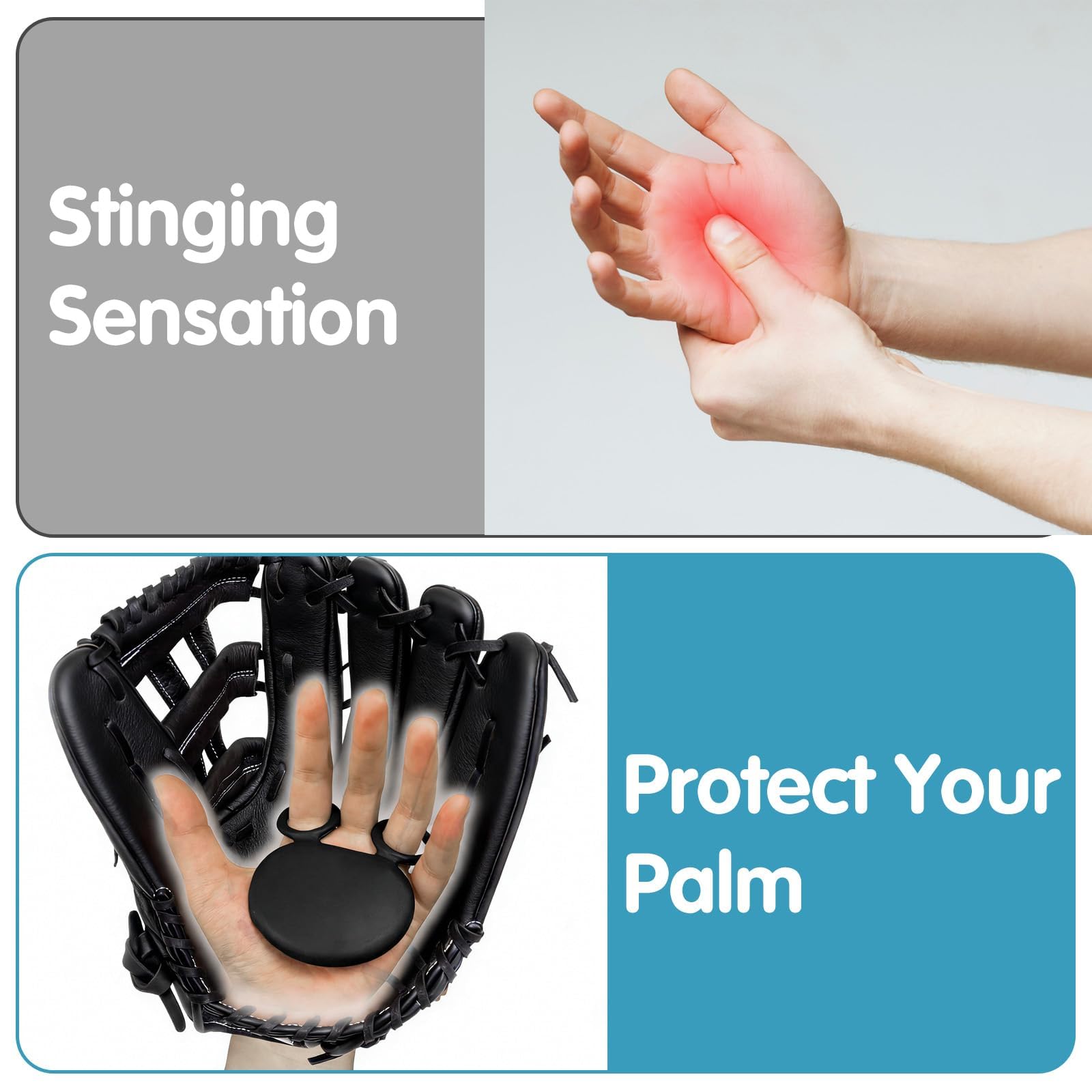 Protectores de Palma de Silicona para Absorción de Impactos, Accesorio de Entrenamiento para Béisbol y Sóftbol (2 Tamaños)