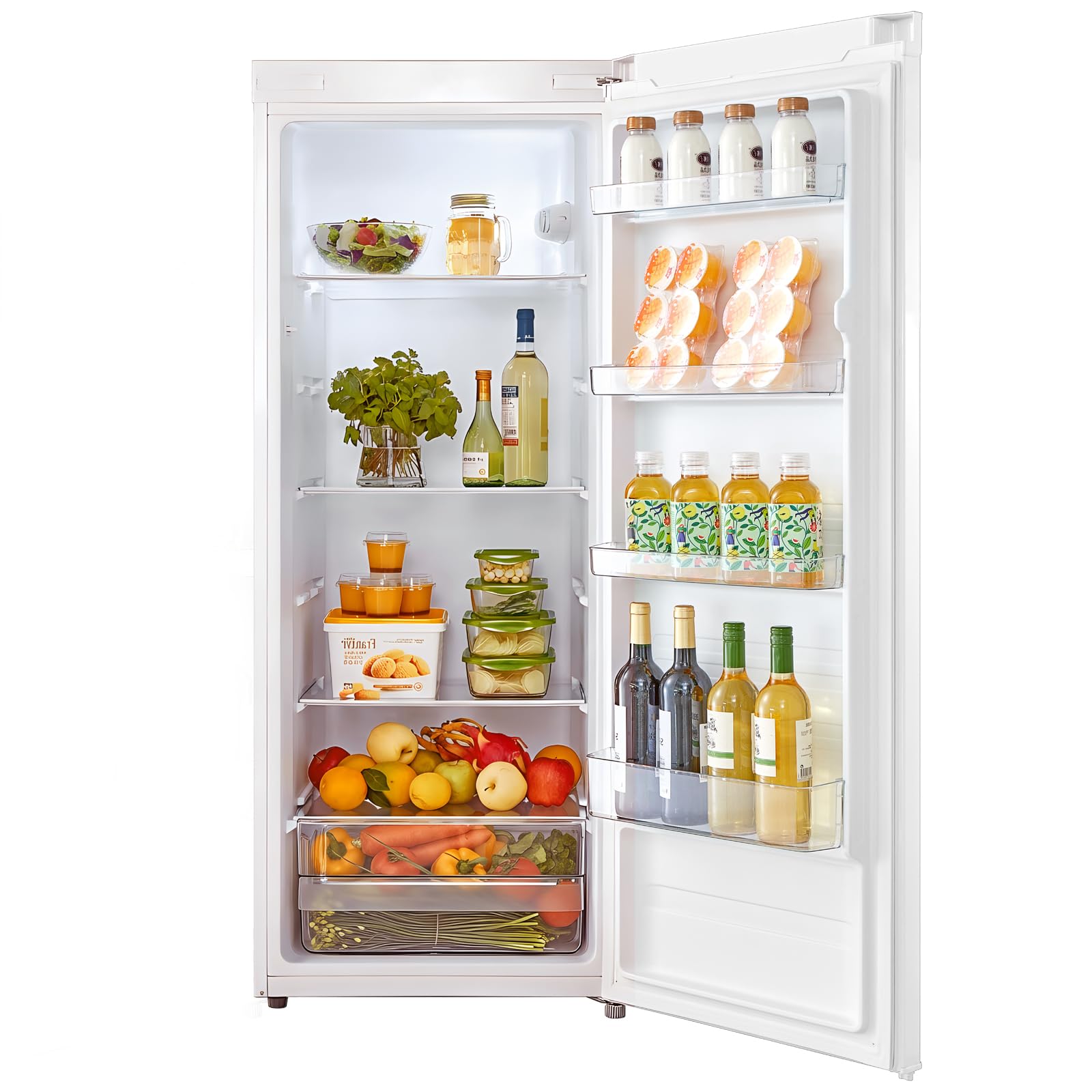 Comfee RCD235WH2EU(E) Kühlschrank, 230L Kühlschrank ohne Gefrierfach, 40 dB leise, LED-Licht, 1–10°C einstellbar, wechselbarer Türanschlag, Mehrfach-Glasablagen, Obst- & Gemüseschublade, Weiß