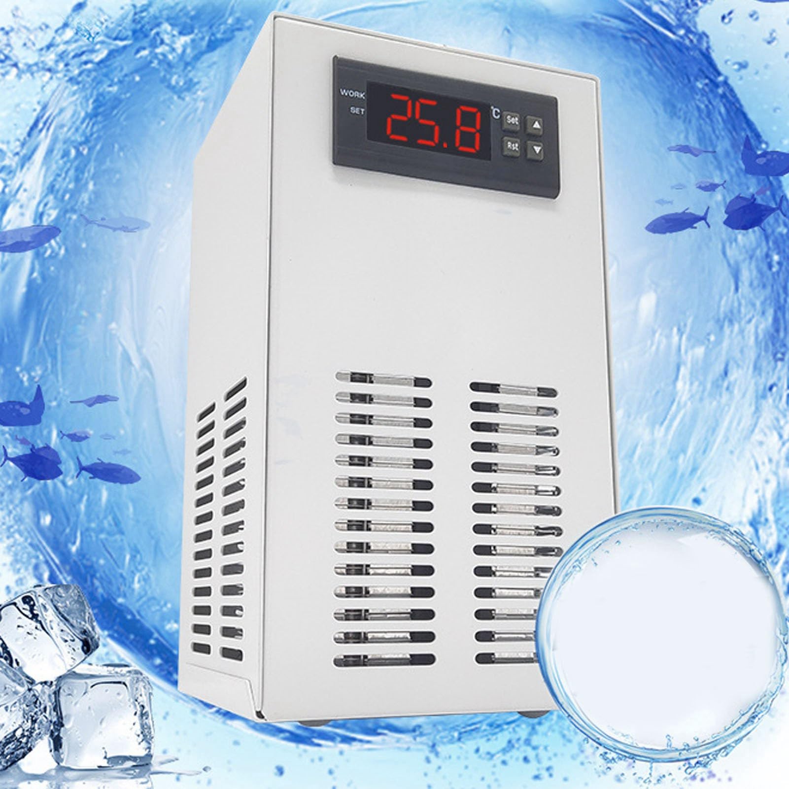 Enfriador de Pecera 72W 20L, Fácil Ajuste de Temperatura para Acuario, Regulación Automática de Temperatura (Enchufe de la UE)