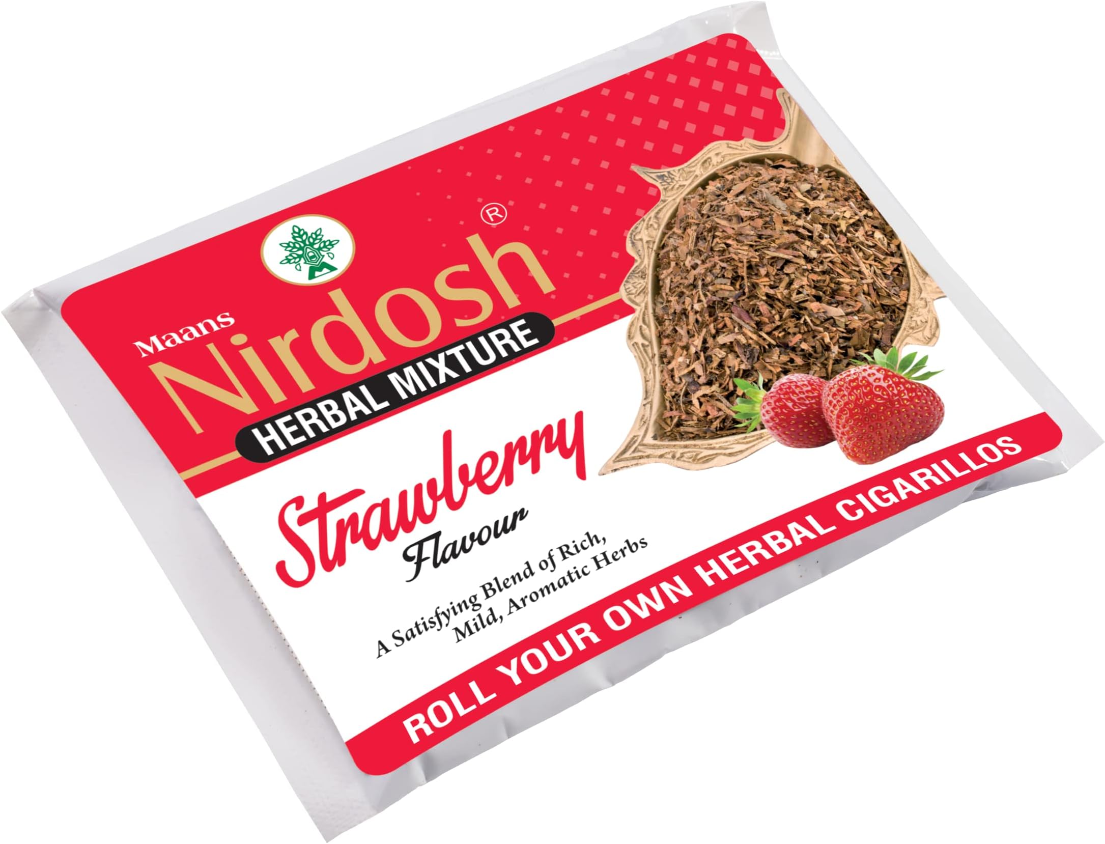 Nirdosh Premium Herbal Raw Mixture - RYO | 100% Natural & Organic | Strawberry Flavor | Tobacco-Free | Nicotine-Free | Ayurvedic Smoking Blend