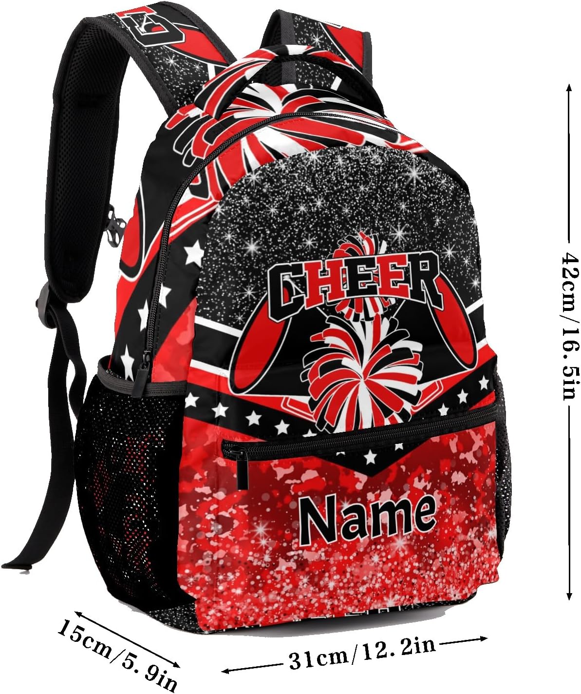 Personalized Cheer Red Cheerleader Shoulders Bags Daypack with Name School Bookbag for Sports Party Traveling