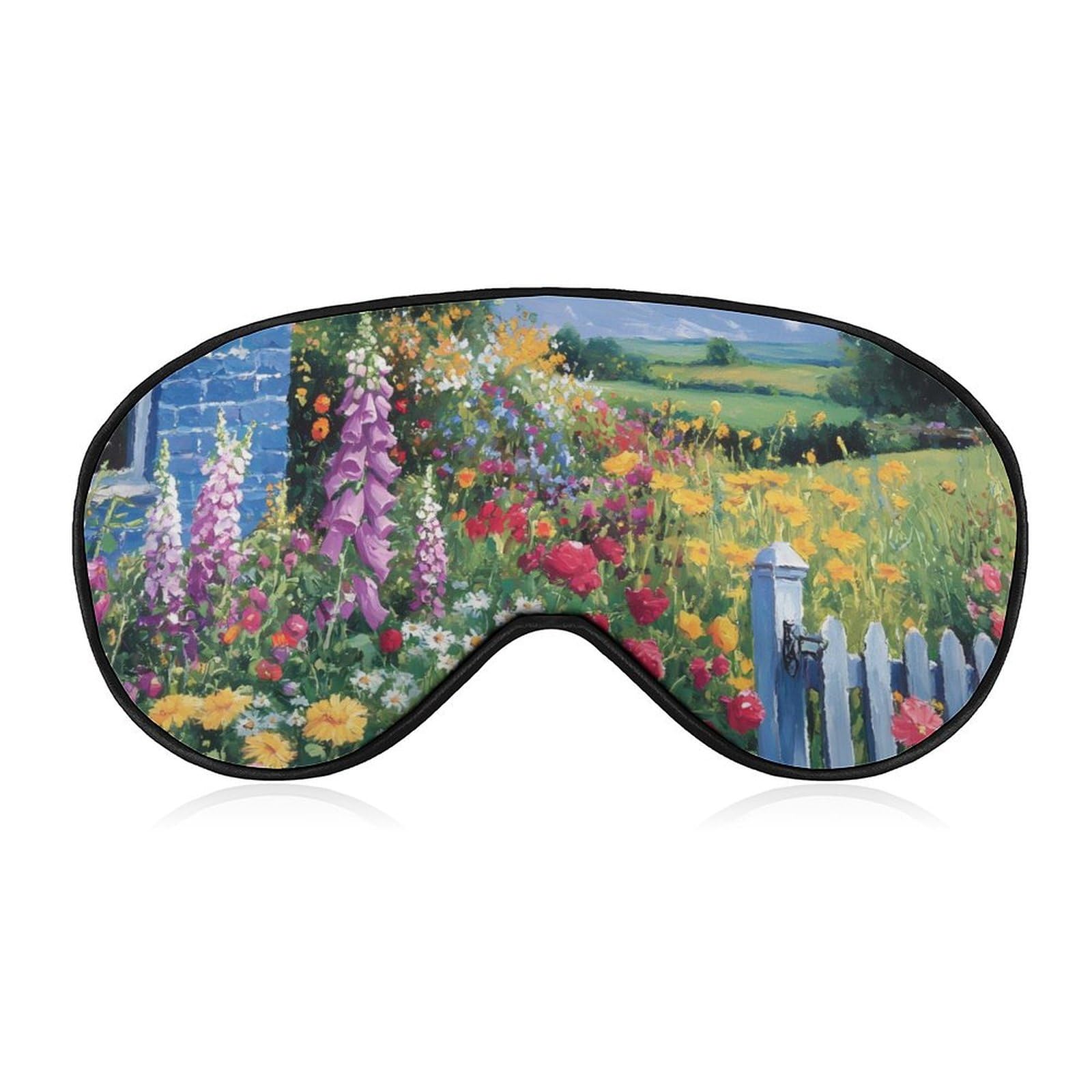 Colorful Flowers Farmhouse Sleep Mask Eye Shade Cover Adjustable Strap for Travel Lunch Break Women Men
