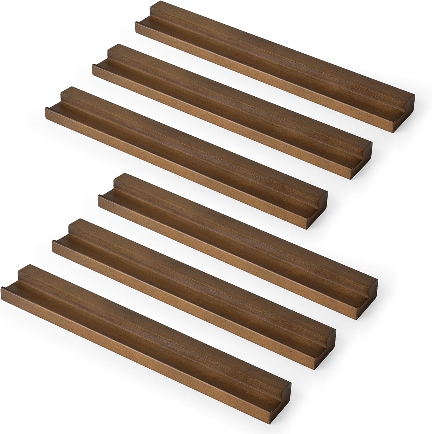 RICHFOCUS Vinyl Wall Mount, 6 Pack Solid Wood Record Shelf, Album Record Holder Display, 12 inch Floating Shelves for Wall, Magazine Shelf, Kids Bookshelf for Bedroom, Living Room, Walnut