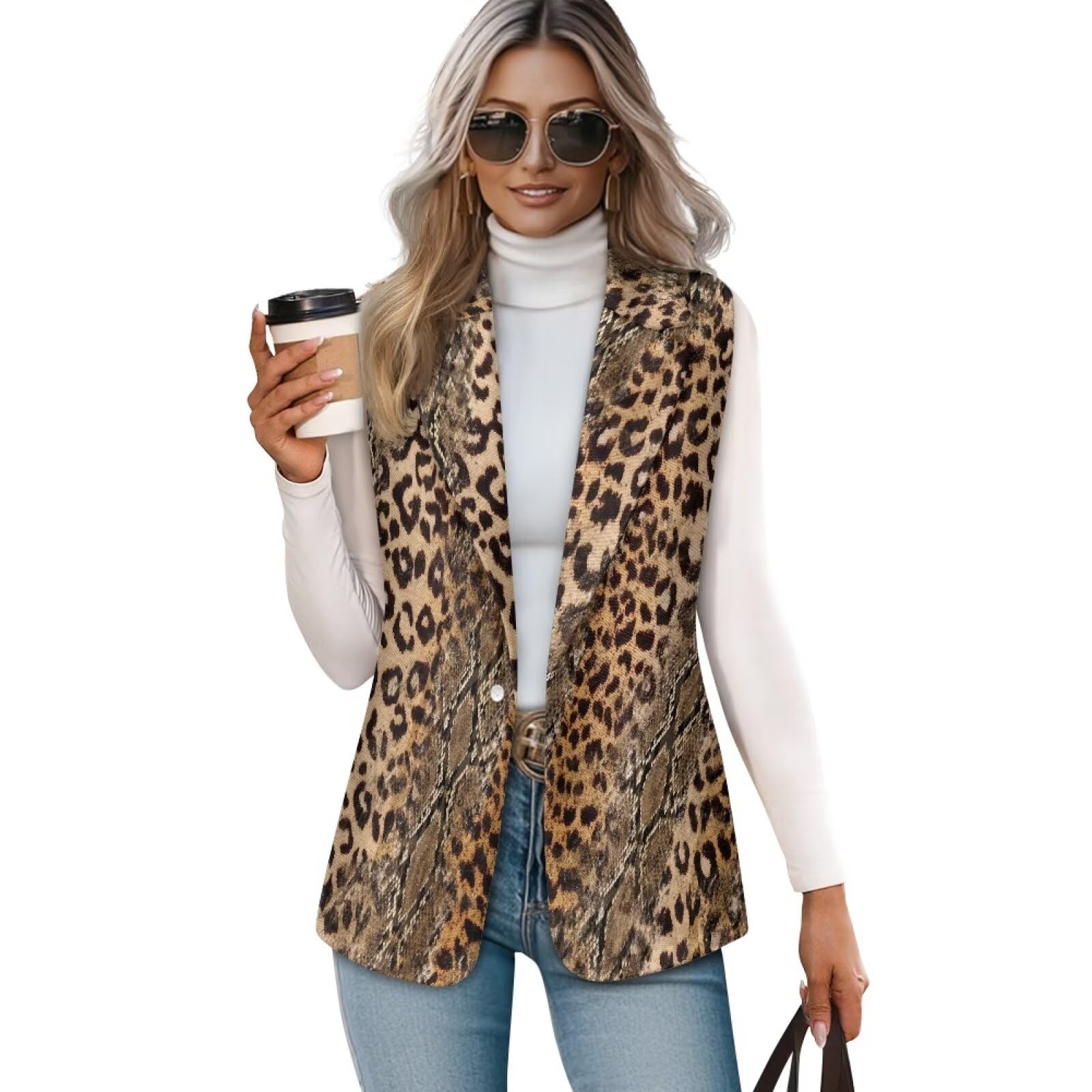 HUGS IDEA Womens Suit Vest Lightweight Sleeveless Blazer Vest for Lady Fashion Waistcoats