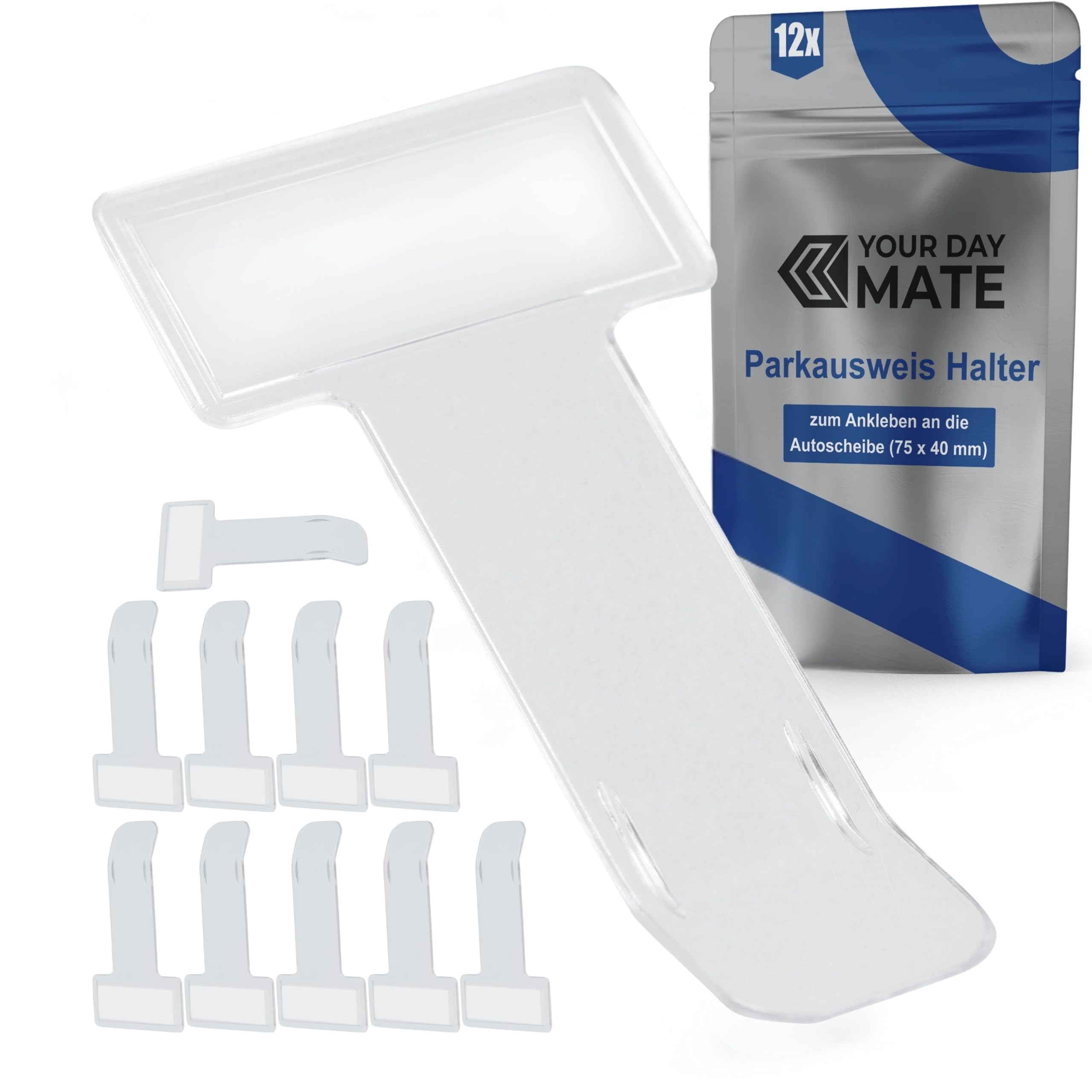 Windschutzscheibe Parkausweis Halterung, 12 Stück, in Transparent, Halter zum Ankleben, Parkausweishalter Scheibe, Autoscheibe Parkscheinhalter, Kartenhalter Parkticket, Auto Clip Ticket zum Parken