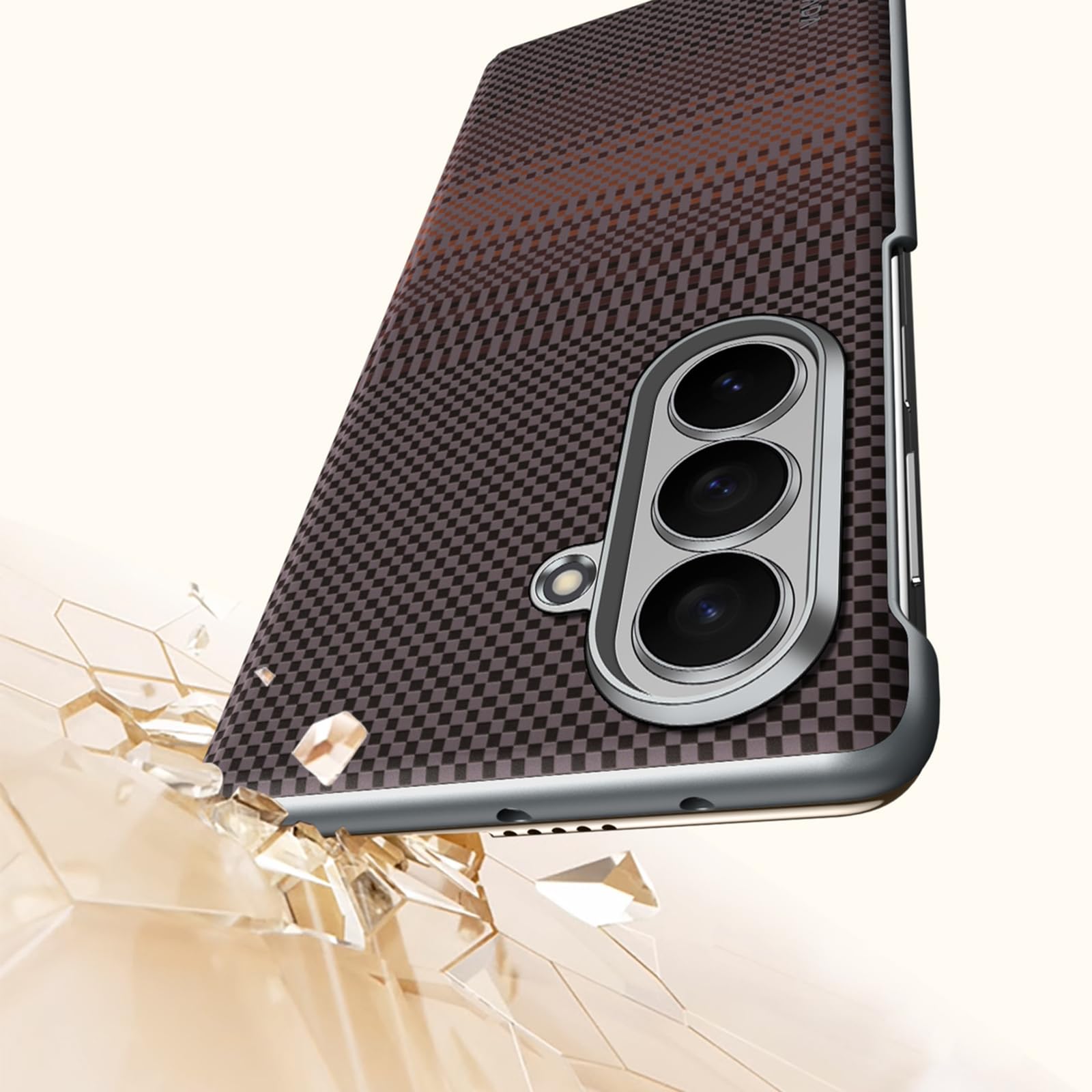 Magnetica Cover Per Samsung Galaxy Z Fold 8 Ultra, Pelle Guscio Posteriore | Fibra di Carbonio Modello Retro Protezione Cerniera Anti-Graffio Custodia Fodera in Microfibra,Blu,Fold 8 Ultra