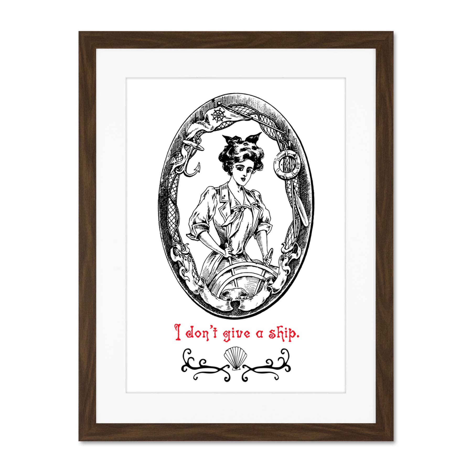 Quote Don't Give A Ship Lady Captain Large Art Print Poster Wall Decor 18x24 inch Supplied Ready To Hang With Included Mount Brackets