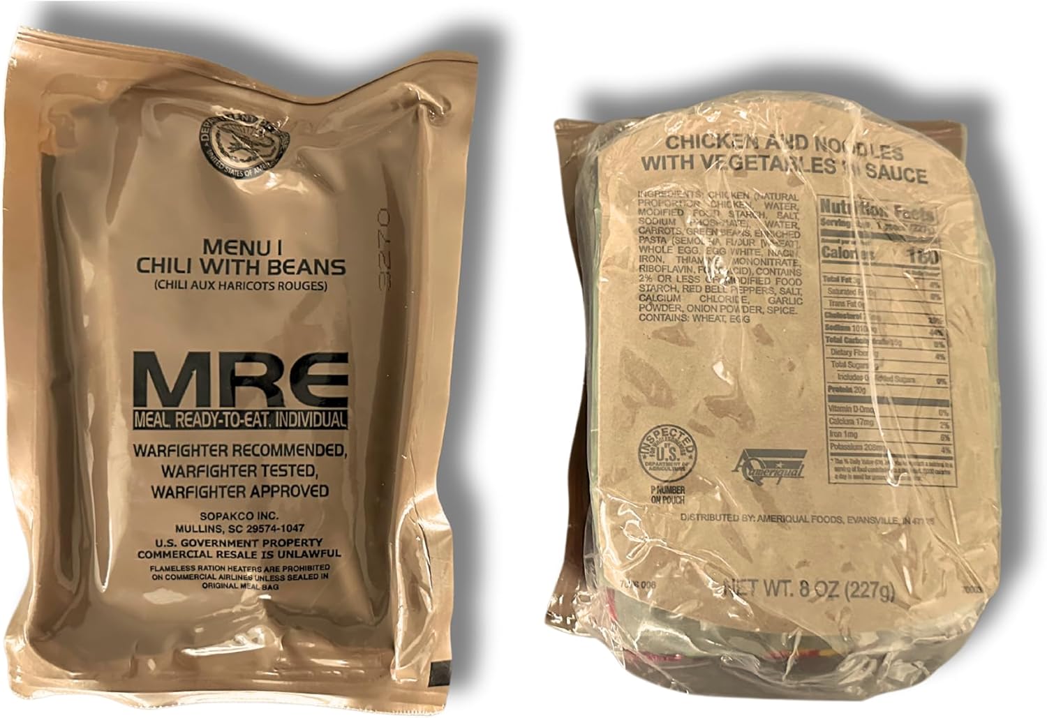MRE 2Pack, U.S. Amy Surplus, (NEW PACKAGING DESIGN) 2026 Inspect Date