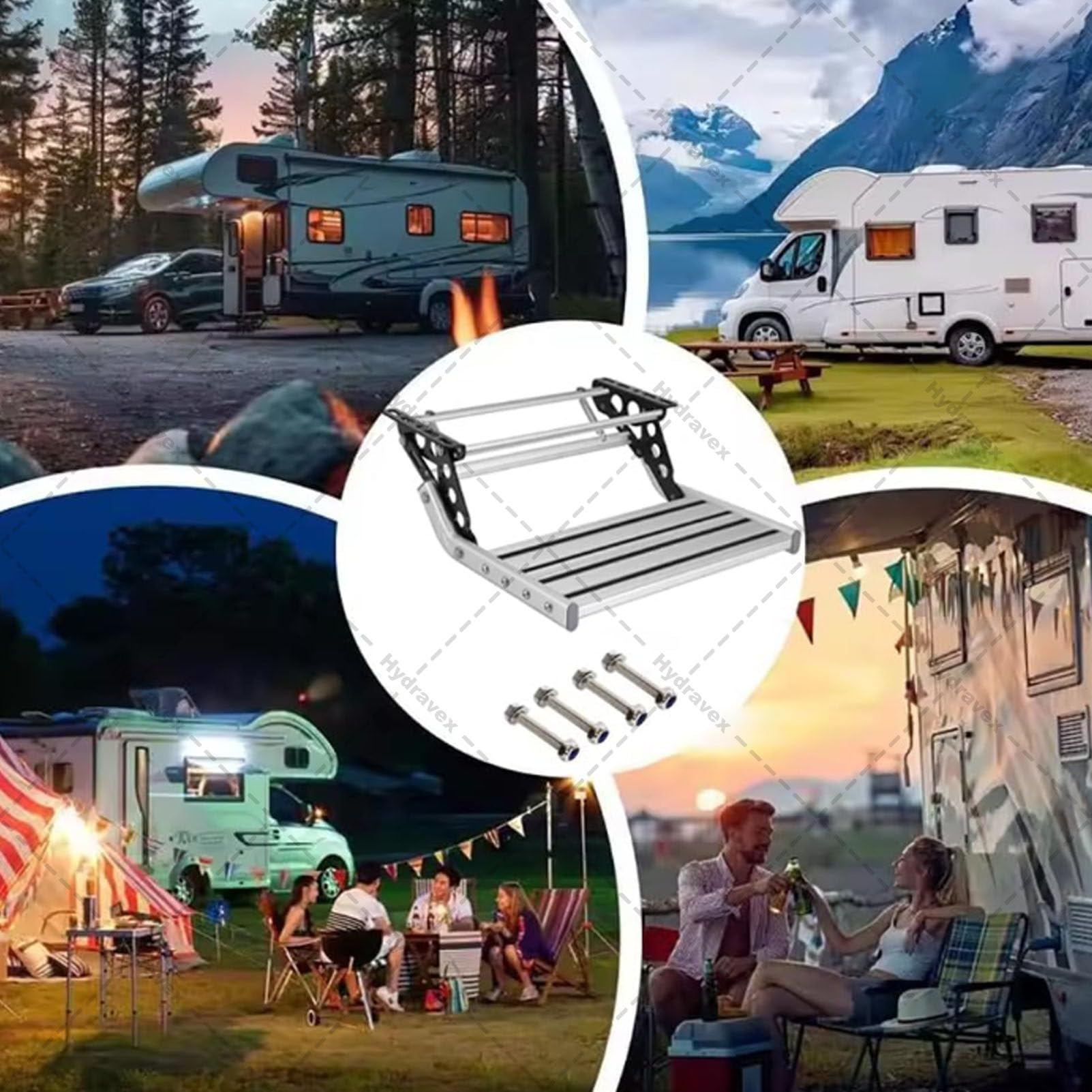 Klappbare Wohnmobiltreppe, elektrisch ausziehbare Wohnmobiltreppe, Wohnwagentreppe, Aluminiumlegierung, rutschfeste Pedale, für Wohnmobile, Camper und Wohnwagen Single-12V