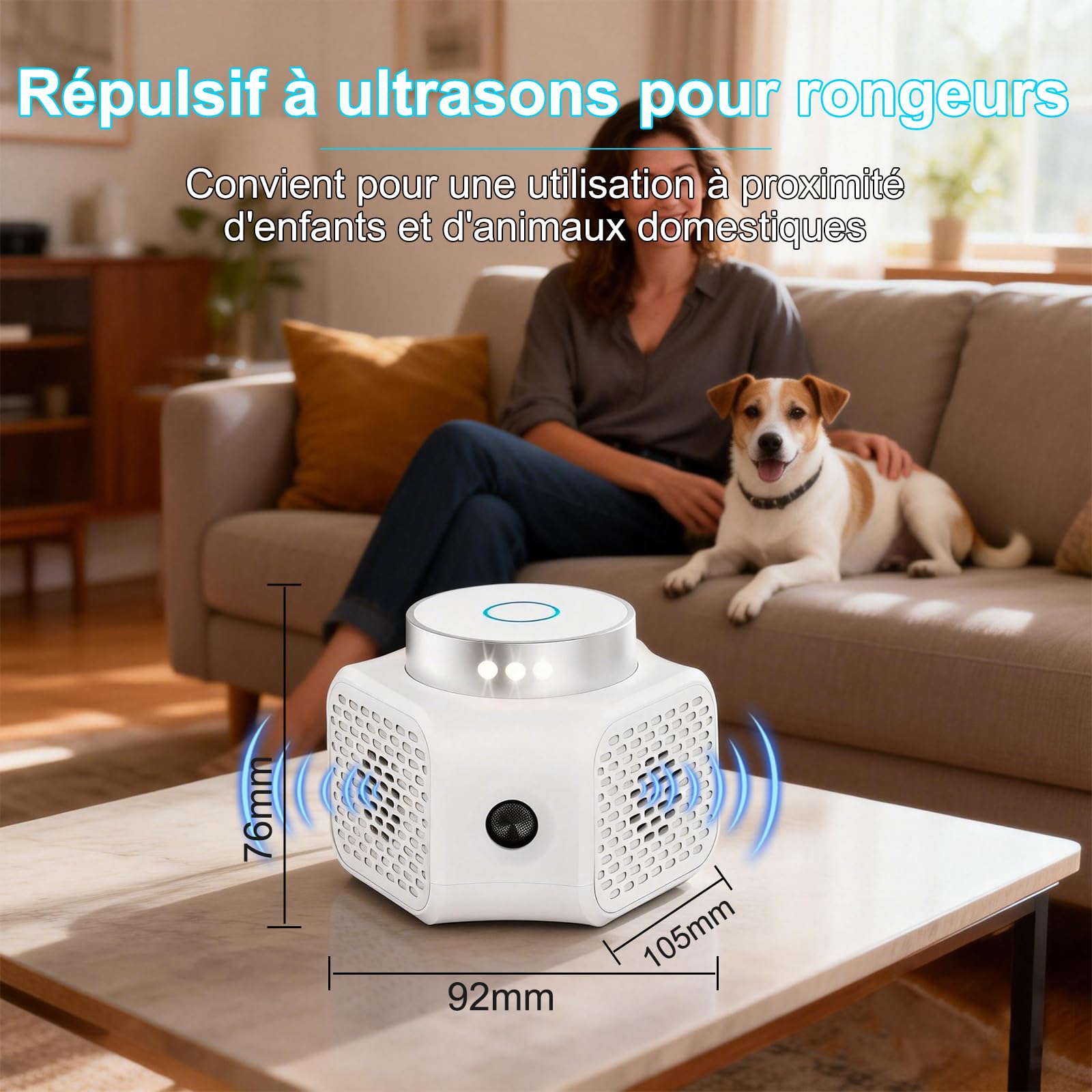 Ultrason Souris et Rats Puissant à Large Portée, 360° Répulsif Rat, Quatre Modes de Fonctionnement, Couvrant Une Surface de 100 Mètres Carrés Effets pour Rats, Souris, Campagnols et Loirs