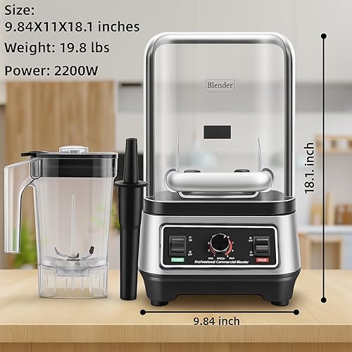 Miniatura 7 de Licuadora comercial, licuadora de batidos con escudo insonorizado completo, licuadoras silenciosas, licuadoras resistentes con potencia fuerte y