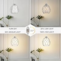 Vista 3 de Plug in Pendant Light,Hanging Light with Plug in Cord,Silver Hanging Lamp with Dimmable Switch,15 ft Clear Cord,Hanging Light Fixture for Kitchen