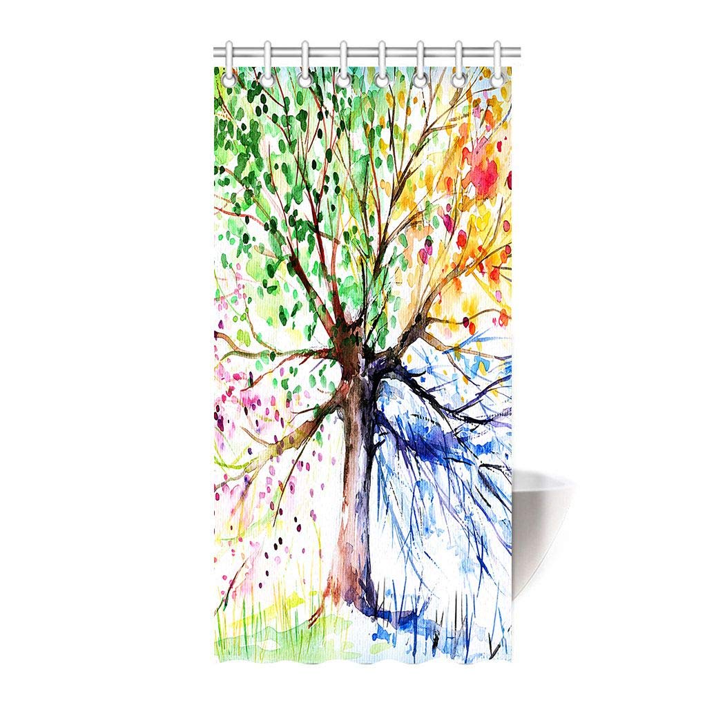 HommomH 36" x 72" Shower Curtain with Hooks Bathroom Waterproof Colorful Tree Art Polyester