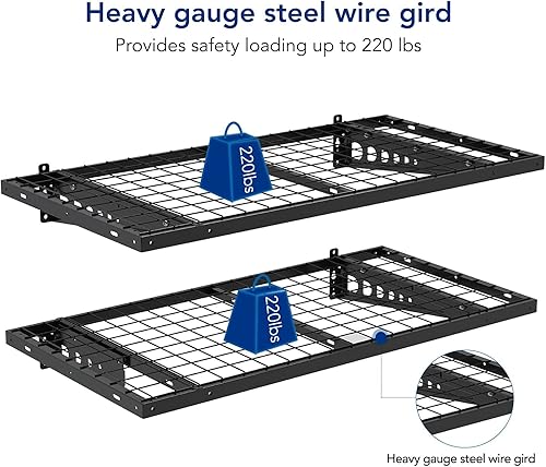 Miniatura 4 de FLEXIMOUNTS Paquete de 2 estantes de pared para almacenamiento de bicicletas de 2 x 4 pies, 24 x 48 pulgadas, color blanco