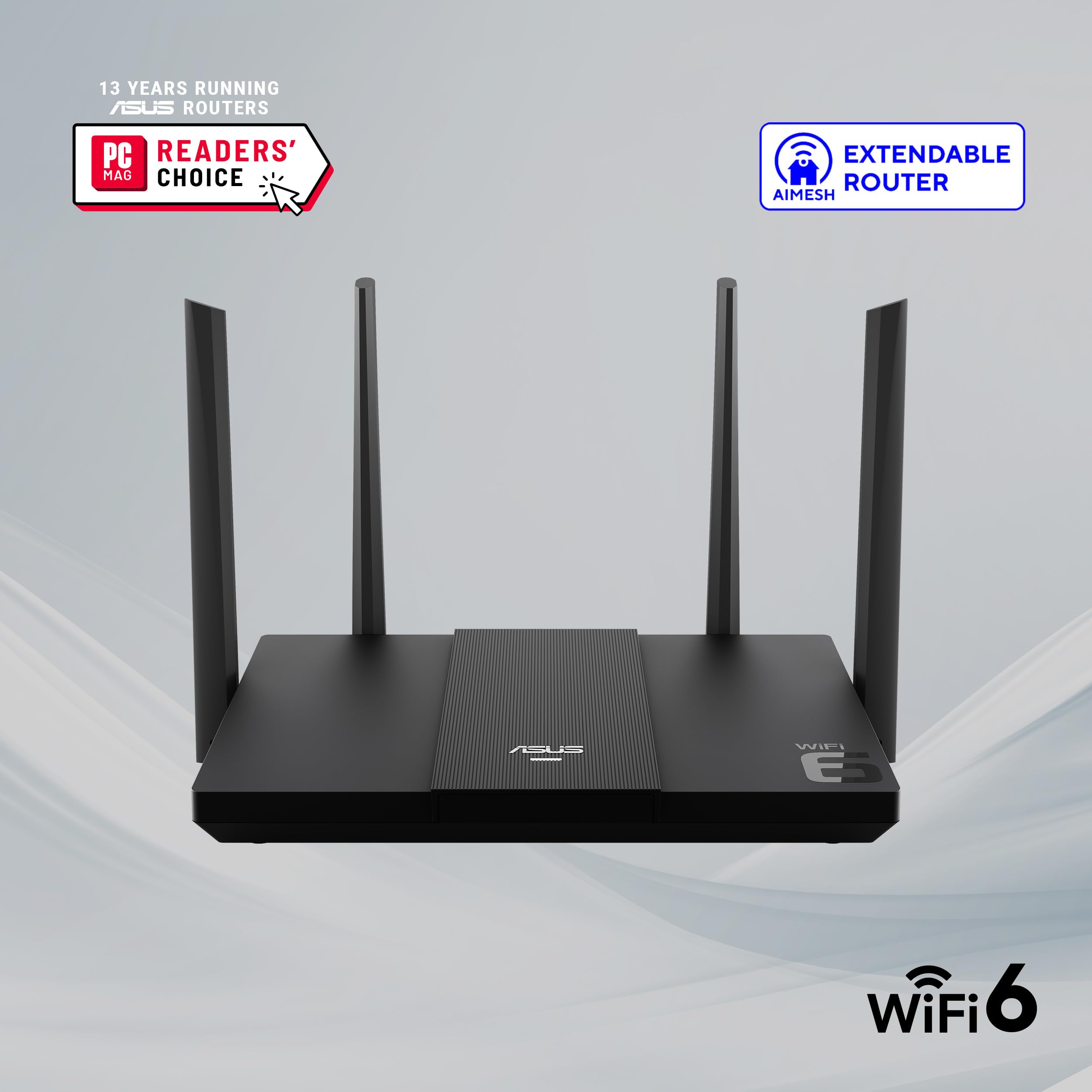 ASUS RT-AX50 - Router WiFi 6 AX3000 de Doble Banda Ampliable, Instant Guard, Control Parental, VPN integrada, Compatible con AiMesh, para Juegos y Streaming, hogar Inteligente