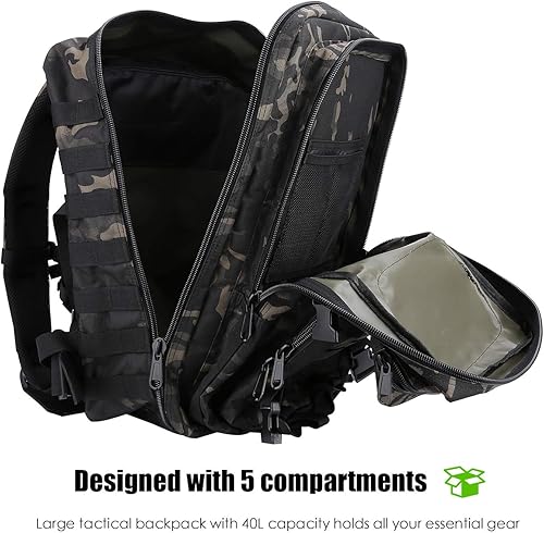 Miniatura 4 de ProCase Mochila táctica 40L grande 3 días militar militar al aire libre paquete de asalto mochilas bolsa de transporte mochilas