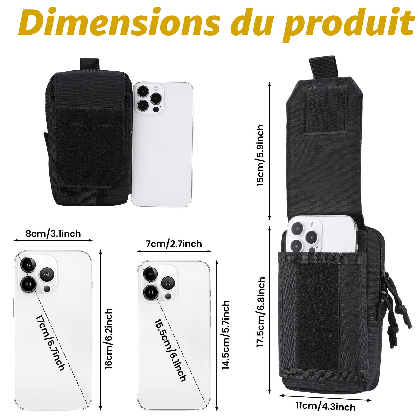Hejo Sacoche Tactique Ceinture Homme, Pochette Ceinture Tactique, Téléphone Poche Molle, Pochette EDC, Sacoche Ceintures Multifonctionnel pour Sport, Randonnée, Camping, Voyage, Cyclisme, Pêche (Noir)