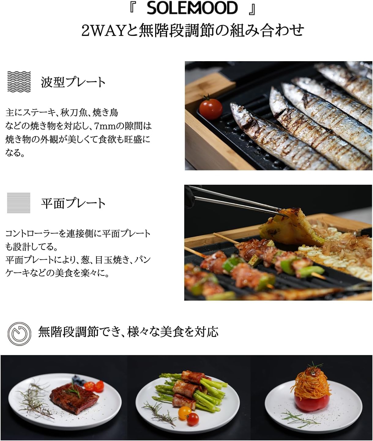 Amazon | SOLEMOOD ホットプレート 焼肉プレート 1200W 高火力 減煙 油