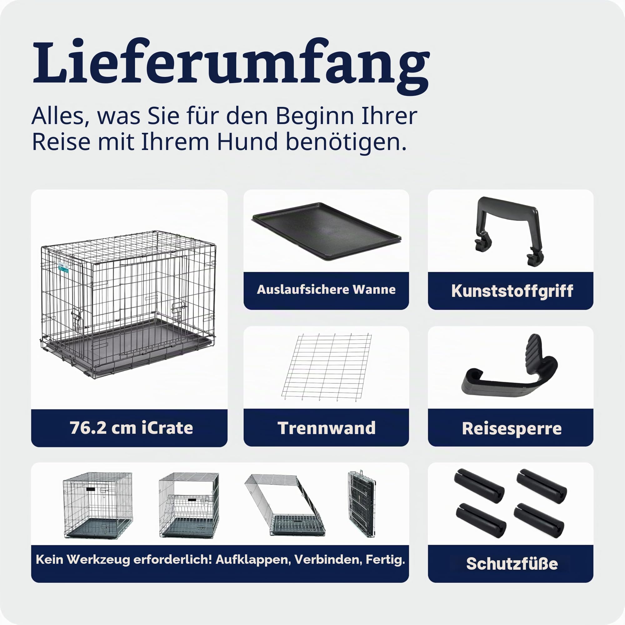 MidWest Homes for Pets iCrate Hundebox, klappbar, 2 Türen, Trennwand, auslaufsichere Bodenwanne, sichere Verriegelungen, Drahtgitterbox für mittelgroße Rassen, tragbar, robust, leichter Aufbau, 76 cm