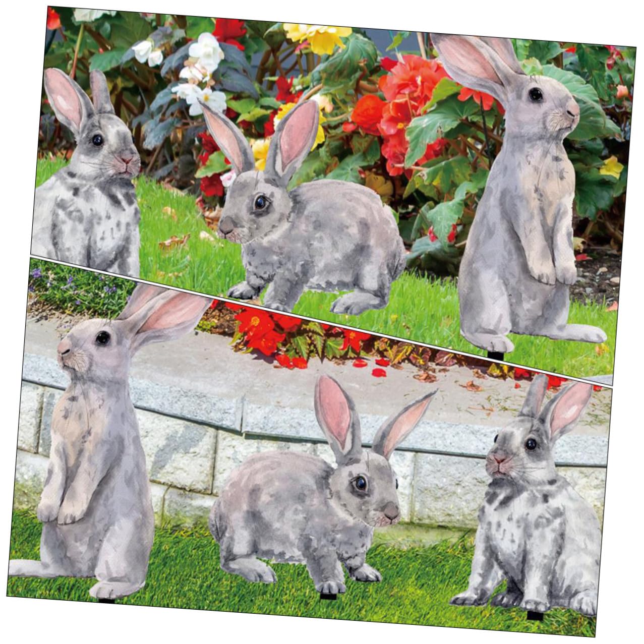 Gatuida 3 Stück Osterhasen Gartenstecker Spitz Zulaufend Hasendekoration für Gartenparty und Terrasse Außendekor