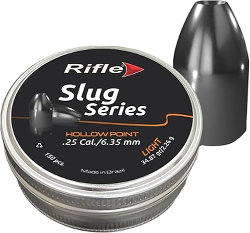Pellets de pistola de aire de punta hueca para rifle Calibre .25 0.250in 1.23oz Slug diseñada para disparos y caza 150 unidades