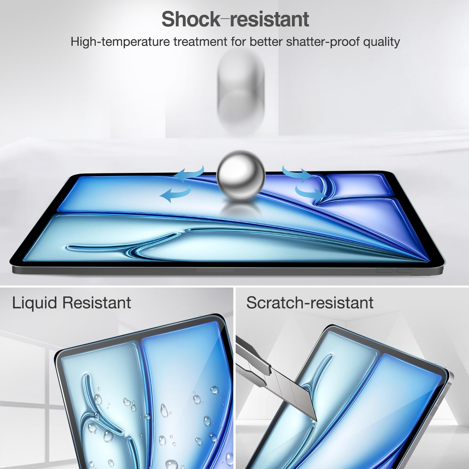 ProCase Pellicola iPad Air 13 Pollici M3/M2 2025/2024, Vetro Temperato per iPad Air 13" (Modello:A3268 A3269 A2898 A2899 A2900), Anti Graffio,Durezza 9H -2 Pezzi