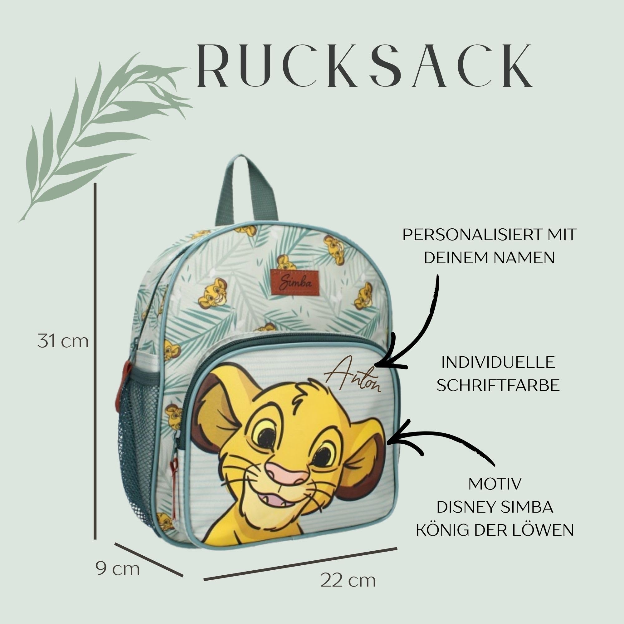 Sac à dos Disney Le Roi Lion Simba, petit sac à dos de maternelle pour enfants, avec 2 compartiments, personnalisable