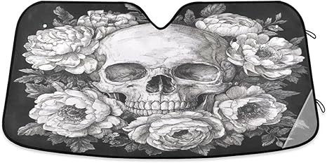 Car Windshield Sunshade Sugar Skull Auto Blocks Sun Visor Keep Your Vehicle Cool UV and Heat Reflector 57 X 31 in