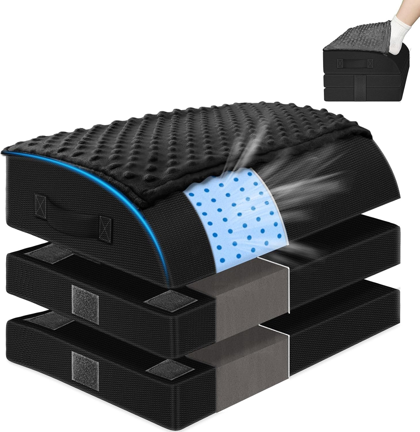 KingPavonini Fußstütze Schreibtisch, Gel-Memory-Schaum Fußbank, 3 Höhen verstellbar, wärmende Fußtasche für Rücken, Hüfte, Beine Discomfort Relief, ergonomische Footrest für Bürostuhl & Gaming-Stuhl