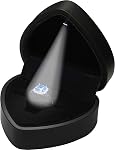 LED Boîte à bague noire pour la proposition, mariage, fiançailles, anniversaire, Saint Valentin, Noël.., design octagonal de luxe LED Bijoux de bague boîte cadeau avec lumière pour les hommes pour les femmes pour les filles