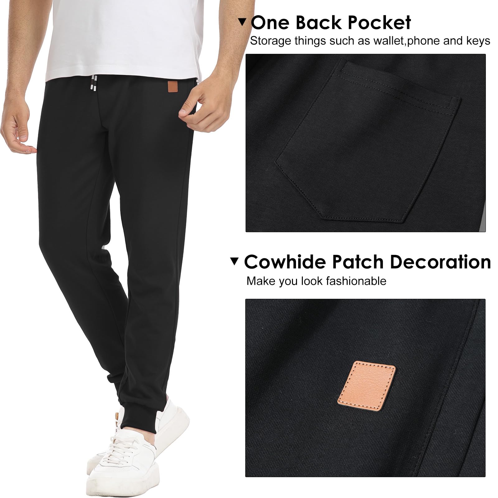 Suwangi Pantalon de Survetement pour Homme Jogging Training Pantalons de Course à Pied et D'entraînement Tapered Cuff avec Poches Zippées