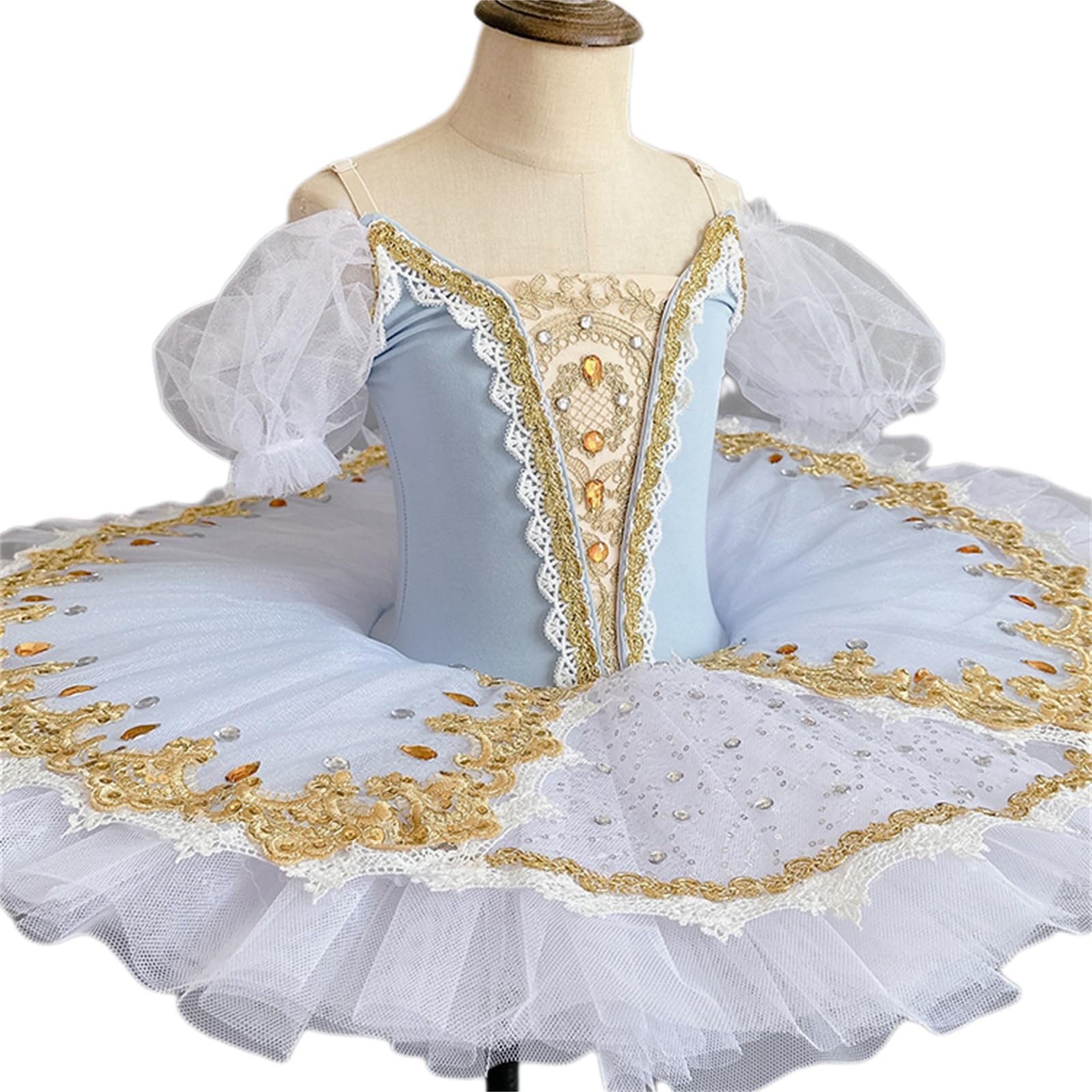 Dziewczęta Dzieci Camisole Tutu Spódnice Balet Trykot Taniec Sukienka Baletnica Kostium Występu Cekinowe Kwiaty Haft Strój Taneczny Gimnastyka Strój Balowy (140 cm)