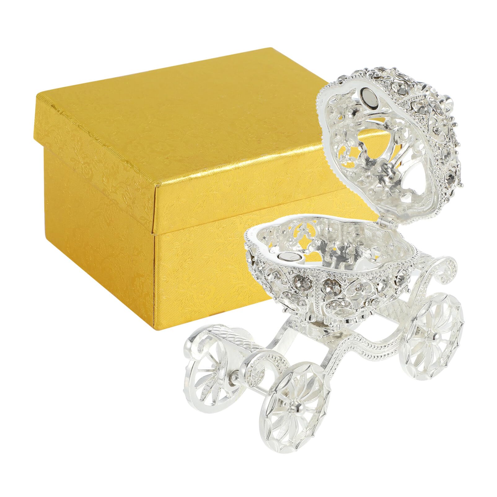 NEDOUKNEDOUK 1pc Pumpkin Carriage Jewelry Box Rhinestone Trinket Boxes Princess Trinket Box for Grils Women