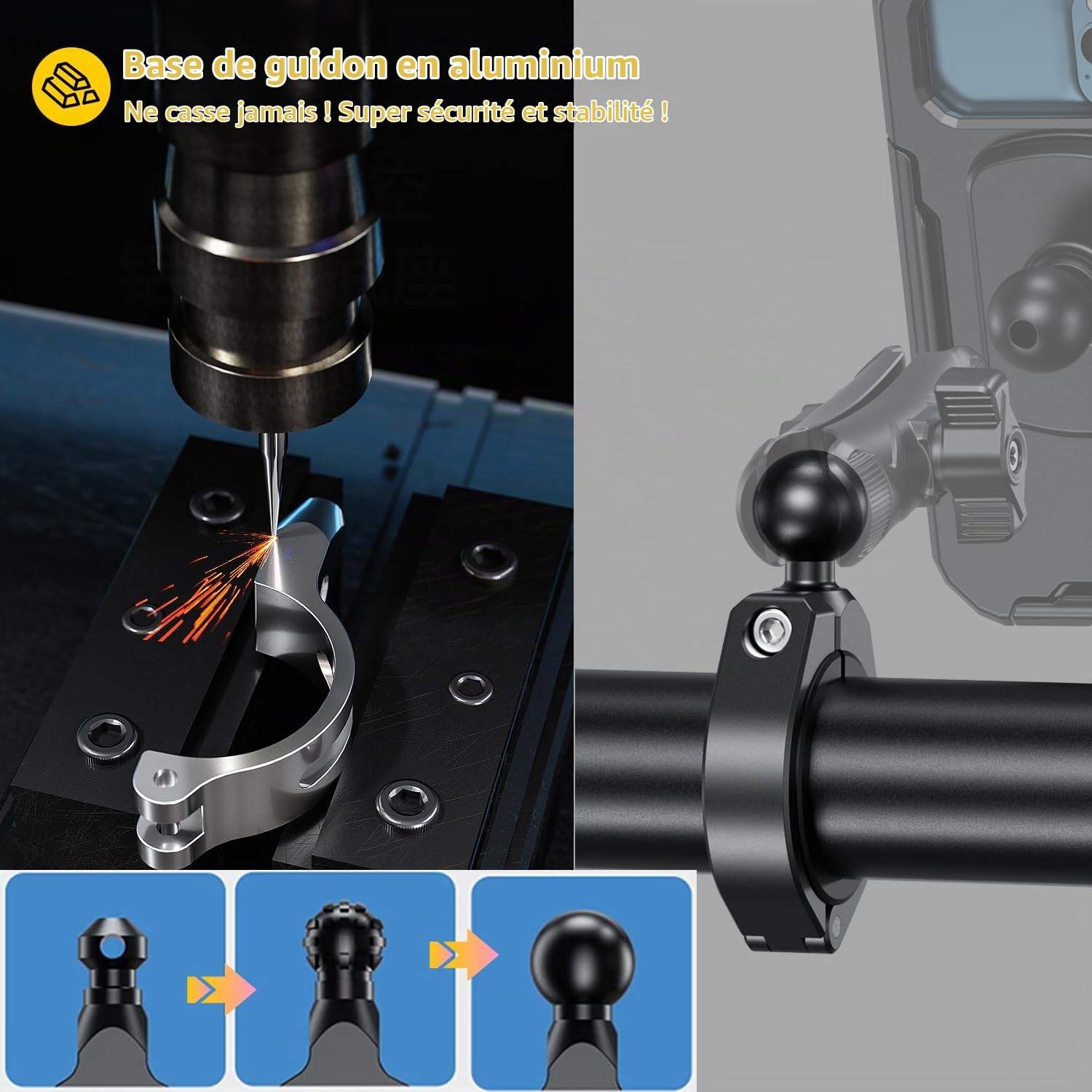 iMESTOU Support de Téléphone étanche pour AVT avec Adaptateur de Fixation pour AVT UTV 1,5''/1,75''/1,85''/2''/2,1'', Convient pour Les Smartphones de 5,5"-6,8"(Taille L)