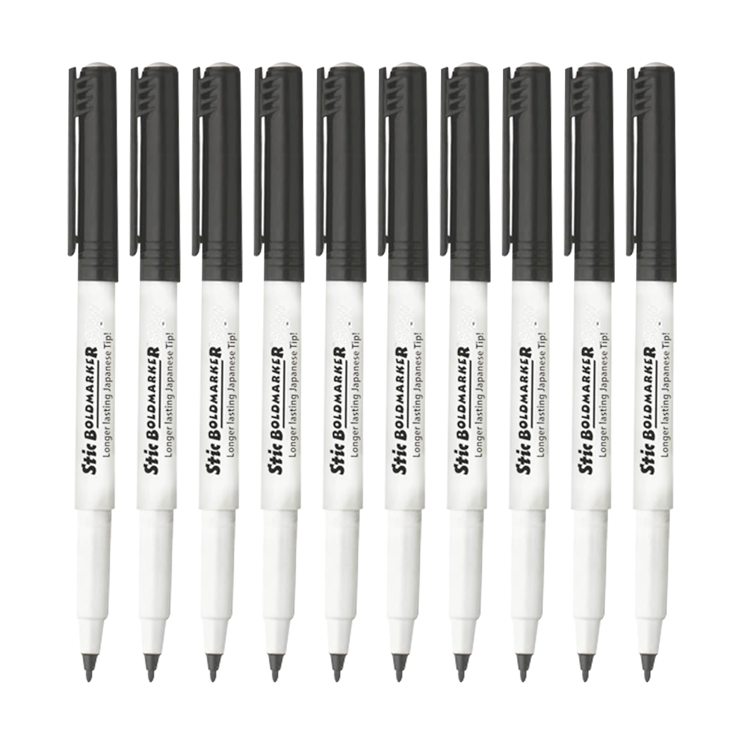 BM25 Sign Fineliner Pens, BLACK, Pack of 10, Medium Fibre Point