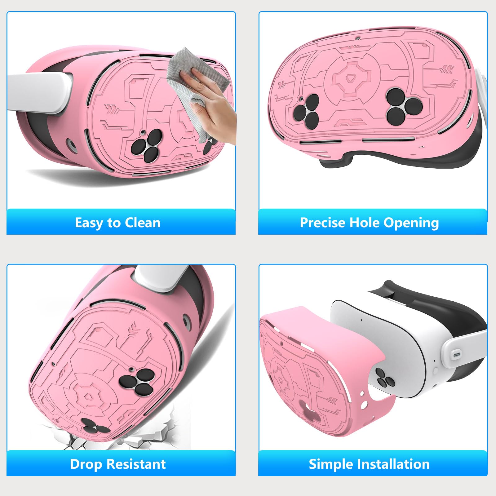 Juego de fundas compatibles con Meta Quest 3s, incluye empuñaduras largas de apertura de batería, carcasa de TPU VR, cubierta facial de silicona, cubierta de lente, juego de accesorios de