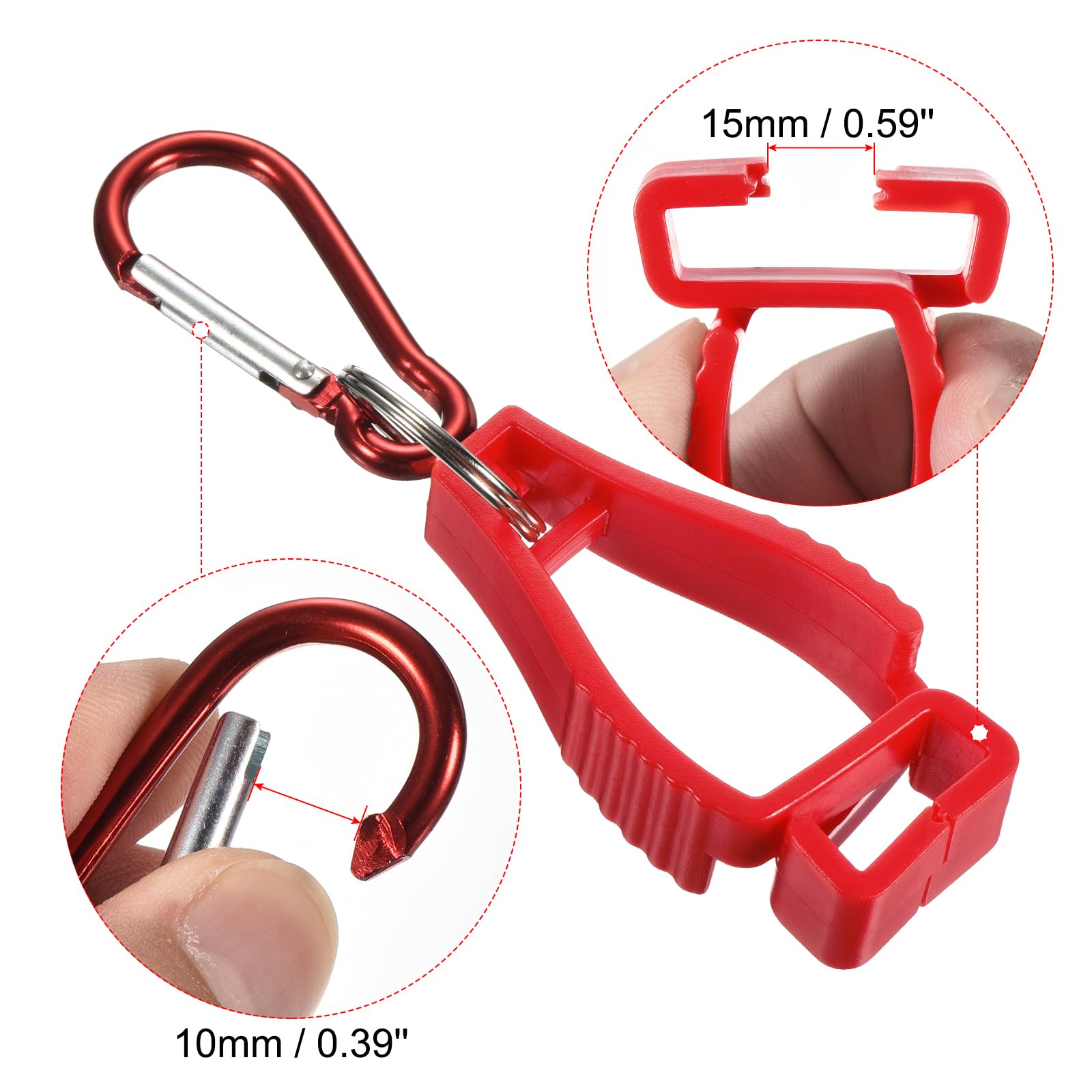 PATIKIL Glove Clips, 14 Pack Gloves Holder Clip Glove Belt Keeper Work Gloves Grabber Helmet Hanger for Construction Worker Red - Image 3