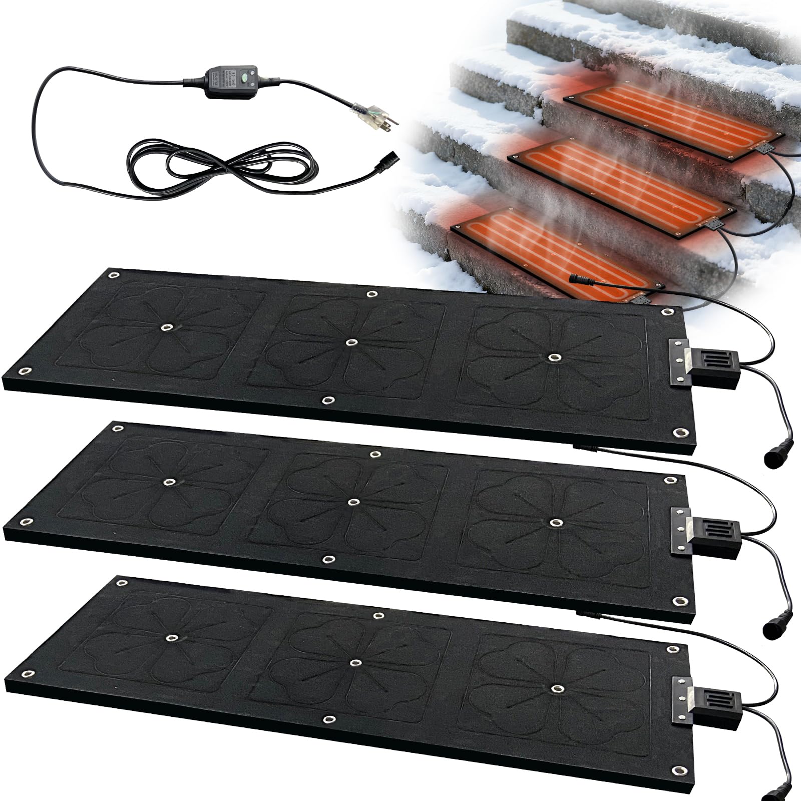 Tapis électrique de fonte de glace antidérapant OEBLD 3 marches extérieures durables