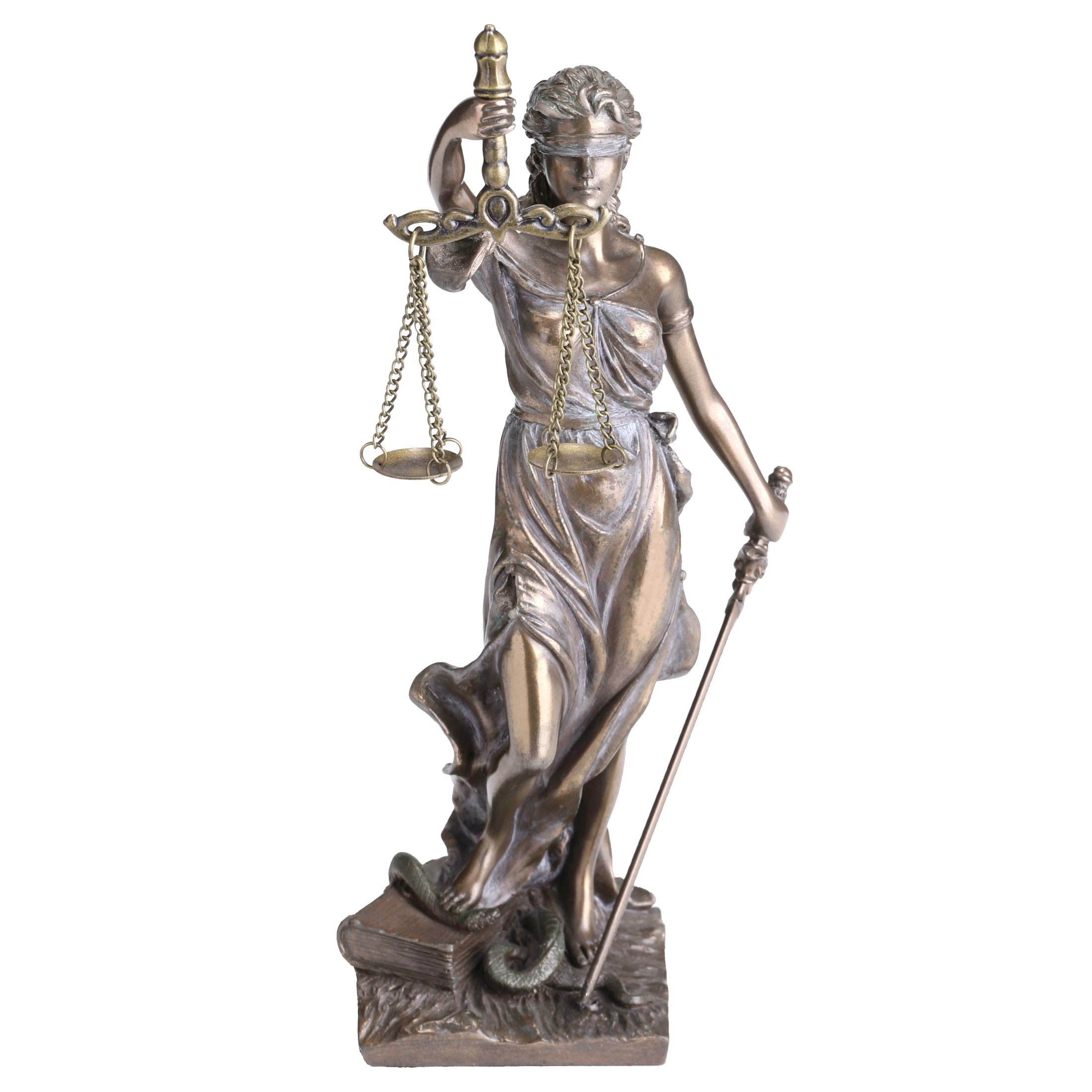 UNICORN STUDIO 8 1/8 Inch Lady Justice Holding Scale and Sword Cold Cast Resin Bronze Finish Statue Home Decor Gift