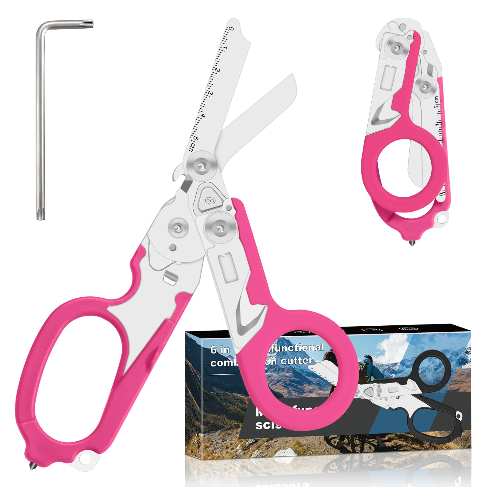 6-in-1 Heavy-Duty Emergency trauma shears (Pink)