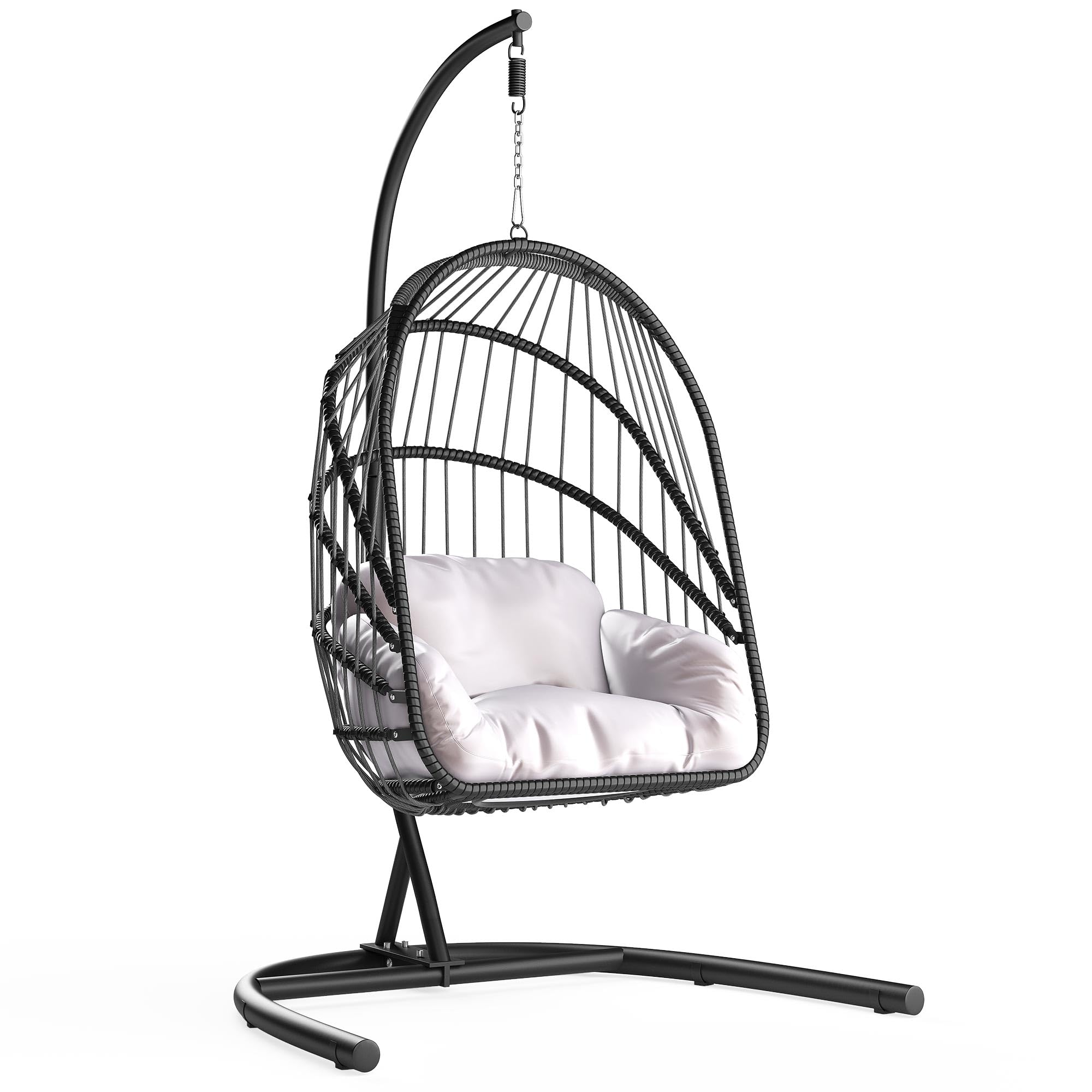 YITAHOME Wicker Swing Egg Chair with Cushions 370lbs, Foldable Hanging