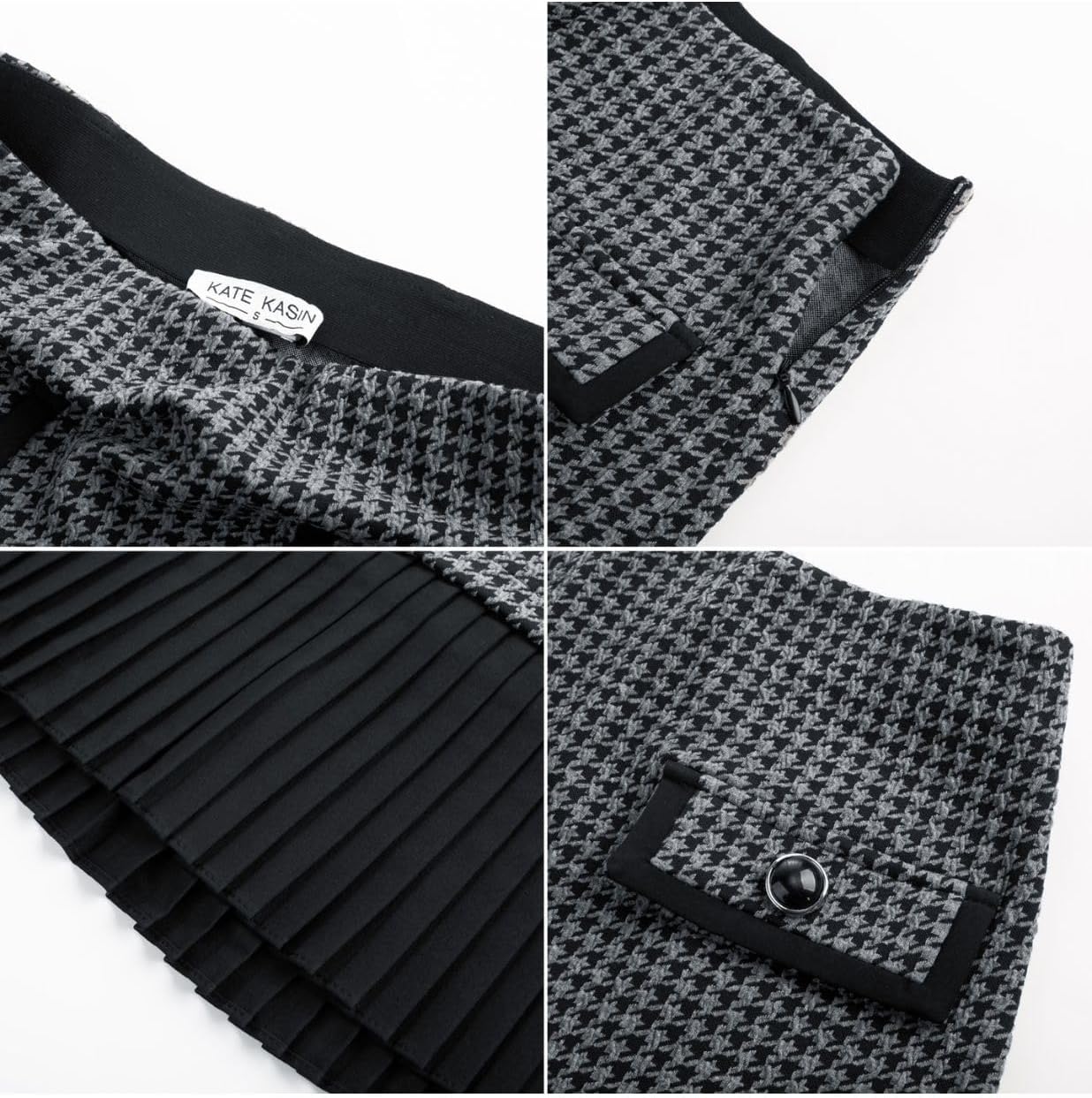 Kate Kasin Women's Casual Plaid High Waist Pleated A-Line Uniform Mini Skirt - Image 7